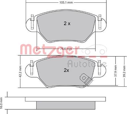 Metzger 1170809 - Гальмівні колодки, дискові гальма autozip.com.ua