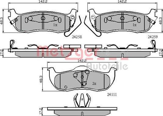 Metzger 1170884 - Гальмівні колодки, дискові гальма autozip.com.ua