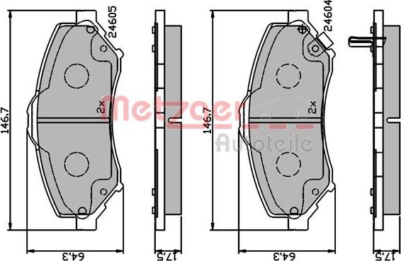 Metzger 1170883 - Гальмівні колодки, дискові гальма autozip.com.ua