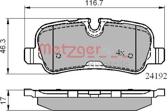 Metzger 1170877 - Гальмівні колодки, дискові гальма autozip.com.ua