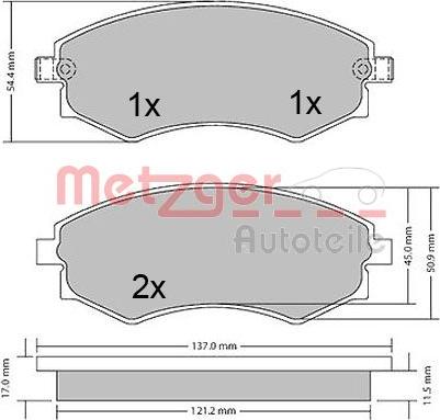 Metzger 1170394 - Гальмівні колодки, дискові гальма autozip.com.ua