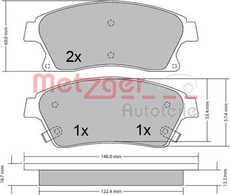 Metzger 1170393 - Гальмівні колодки, дискові гальма autozip.com.ua