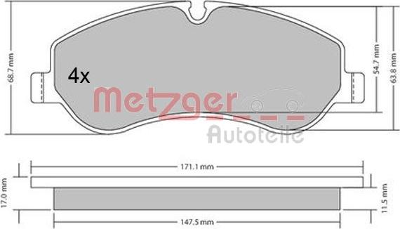 Metzger 1170349 - Гальмівні колодки, дискові гальма autozip.com.ua