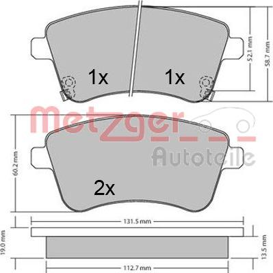 Metzger 1170359 - Гальмівні колодки, дискові гальма autozip.com.ua