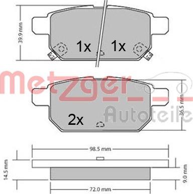 Metzger 1170360 - Гальмівні колодки, дискові гальма autozip.com.ua