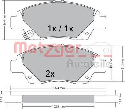 Metzger 1170367 - Гальмівні колодки, дискові гальма autozip.com.ua