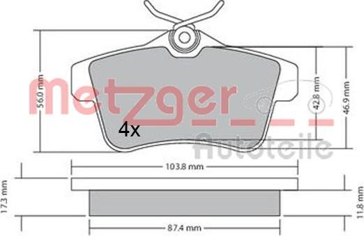 Metzger 1170335 - Гальмівні колодки, дискові гальма autozip.com.ua
