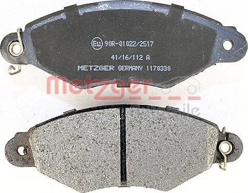 Metzger 1170330 - Гальмівні колодки, дискові гальма autozip.com.ua