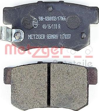 Metzger 1170337 - Гальмівні колодки, дискові гальма autozip.com.ua