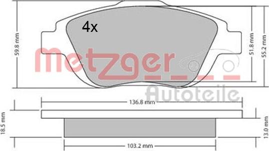 Metzger 1170326 - Гальмівні колодки, дискові гальма autozip.com.ua