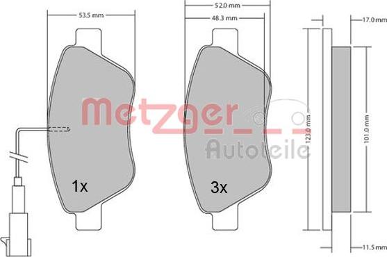 Metzger 1170296 - Гальмівні колодки, дискові гальма autozip.com.ua