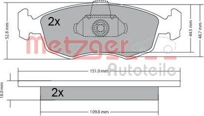 Metzger 1170249 - Гальмівні колодки, дискові гальма autozip.com.ua