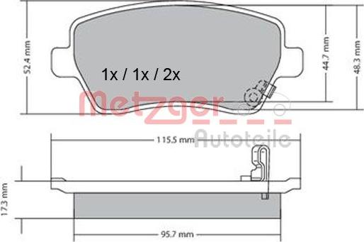 Metzger 1170243 - Гальмівні колодки, дискові гальма autozip.com.ua