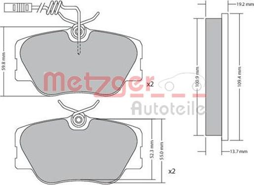 Metzger 1170258 - Гальмівні колодки, дискові гальма autozip.com.ua