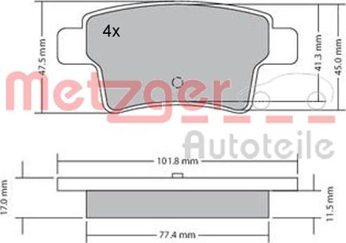 Metzger 1170264 - Гальмівні колодки, дискові гальма autozip.com.ua