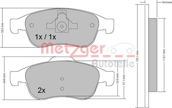 Metzger 1170265 - Гальмівні колодки, дискові гальма autozip.com.ua