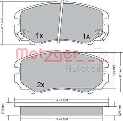 Metzger 1170262 - Гальмівні колодки, дискові гальма autozip.com.ua