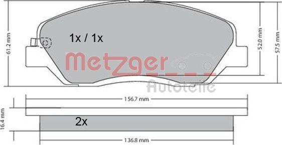 Metzger 1170205 - Гальмівні колодки, дискові гальма autozip.com.ua