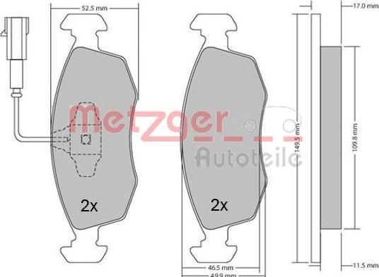 Metzger 1170202 - Гальмівні колодки, дискові гальма autozip.com.ua