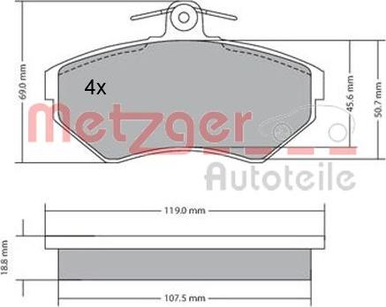 Metzger 1170214 - Гальмівні колодки, дискові гальма autozip.com.ua