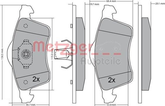 Metzger 1170218 - Гальмівні колодки, дискові гальма autozip.com.ua