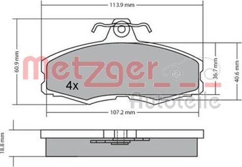 Metzger 1170286 - Гальмівні колодки, дискові гальма autozip.com.ua