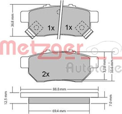 Metzger 1170272 - Гальмівні колодки, дискові гальма autozip.com.ua