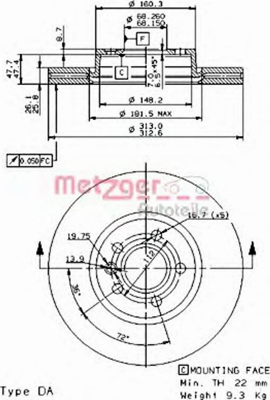 Metzger 24969 - Гальмівний диск autozip.com.ua