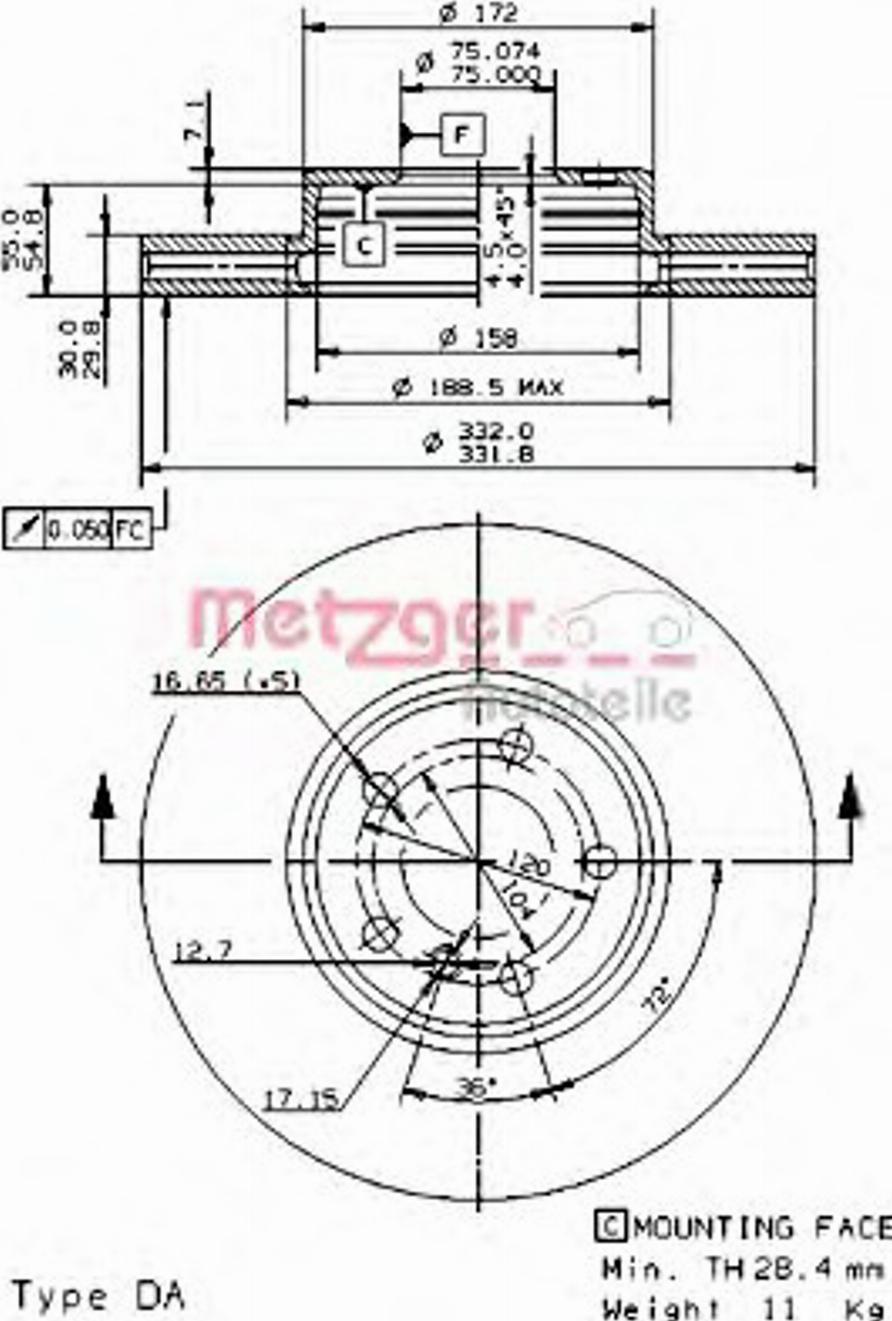 Metzger 24896 - Гальмівний диск autozip.com.ua