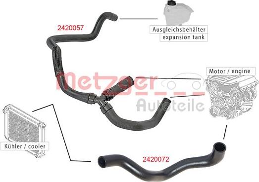 Metzger 2420072 - Шланг радіатора autozip.com.ua