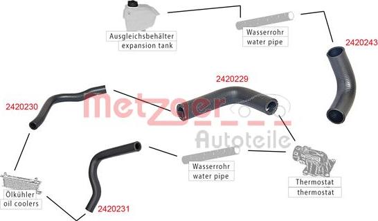 Metzger 2420243 - Шланг радіатора autozip.com.ua