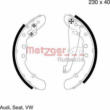 Metzger MG 572 - Комплект гальм, барабанний механізм autozip.com.ua