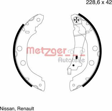 Metzger MG 645 - Комплект гальм, барабанний механізм autozip.com.ua