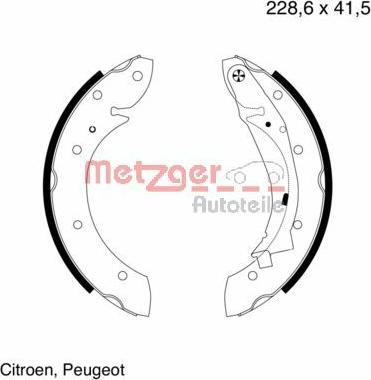 Metzger MG 641 - Комплект гальм, барабанний механізм autozip.com.ua