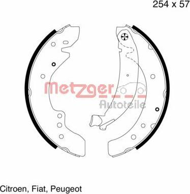 Metzger MG 619 - Комплект гальм, барабанний механізм autozip.com.ua