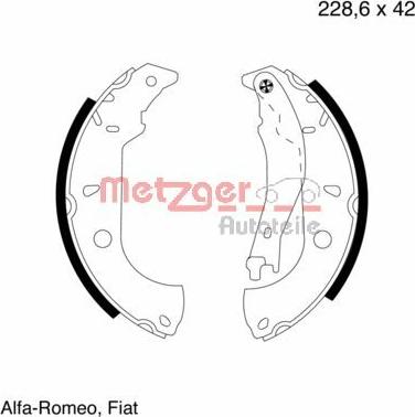 Metzger MG 624 - Комплект гальм, барабанний механізм autozip.com.ua