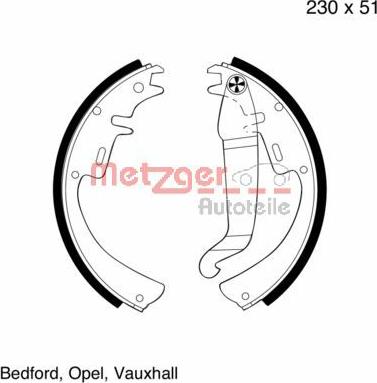 Metzger MG 109 - Комплект гальм, барабанний механізм autozip.com.ua