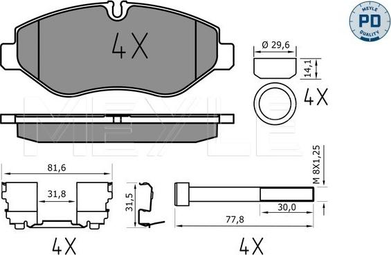 Meyle 025 292 2920/PD - Гальмівні колодки, дискові гальма autozip.com.ua