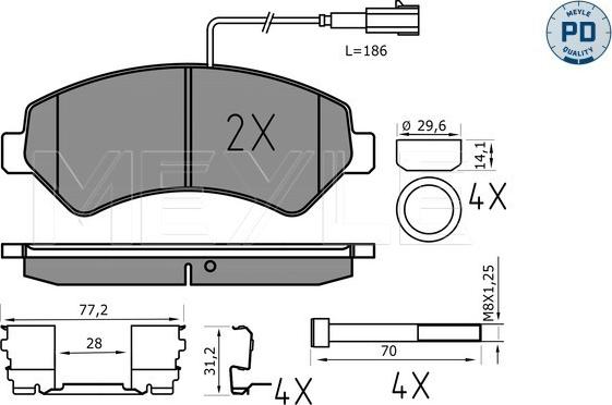 Meyle 025 244 6619-1/PD - Гальмівні колодки, дискові гальма autozip.com.ua