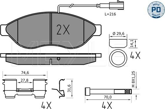 Meyle 025 244 6819-1/PD - Гальмівні колодки, дискові гальма autozip.com.ua