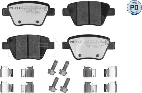 Meyle 025 245 6317/PD - Комплект гальмівних колодок з 4 шт. дисків autozip.com.ua