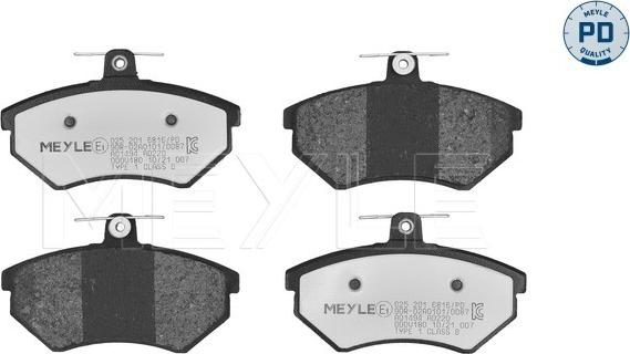 Meyle 025 201 6816/PD - Гальмівні колодки, дискові гальма autozip.com.ua