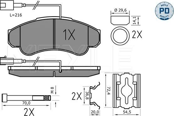 Meyle 025 239 1919/PD - Комплект гальмівних колодок з 4 шт. дисків autozip.com.ua