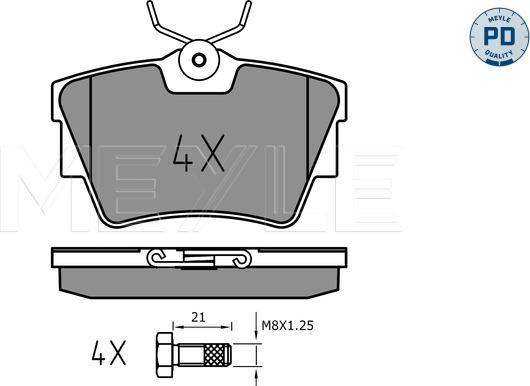 Meyle 025 239 8017/PD - Комплект гальмівних колодок з 4 шт. дисків autozip.com.ua