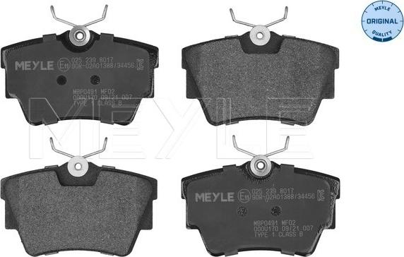 Meyle 025 239 8017 - Гальмівні колодки, дискові гальма autozip.com.ua
