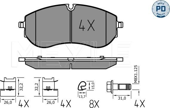 Meyle 025 224 9320/PD - Гальмівні колодки, дискові гальма autozip.com.ua