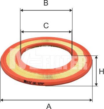 Mfilter A 383 - Повітряний фільтр autozip.com.ua