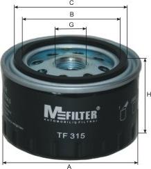 Mfilter TF 315 - Фильтр масляный двигателя DACIA. RENAULT пр-во M-Filter autozip.com.ua