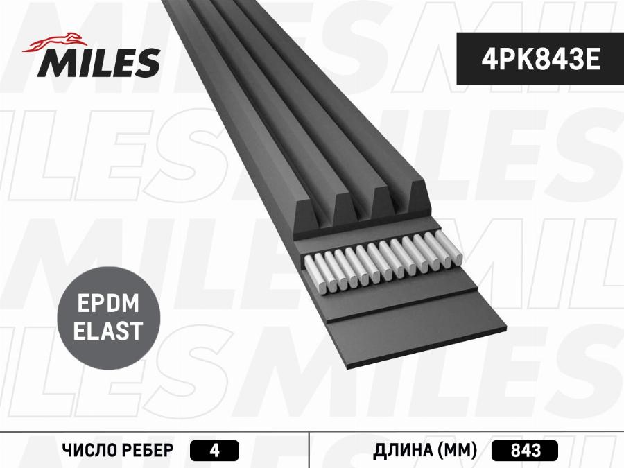 Miles 4PK843E - Поліклиновий ремінь autozip.com.ua