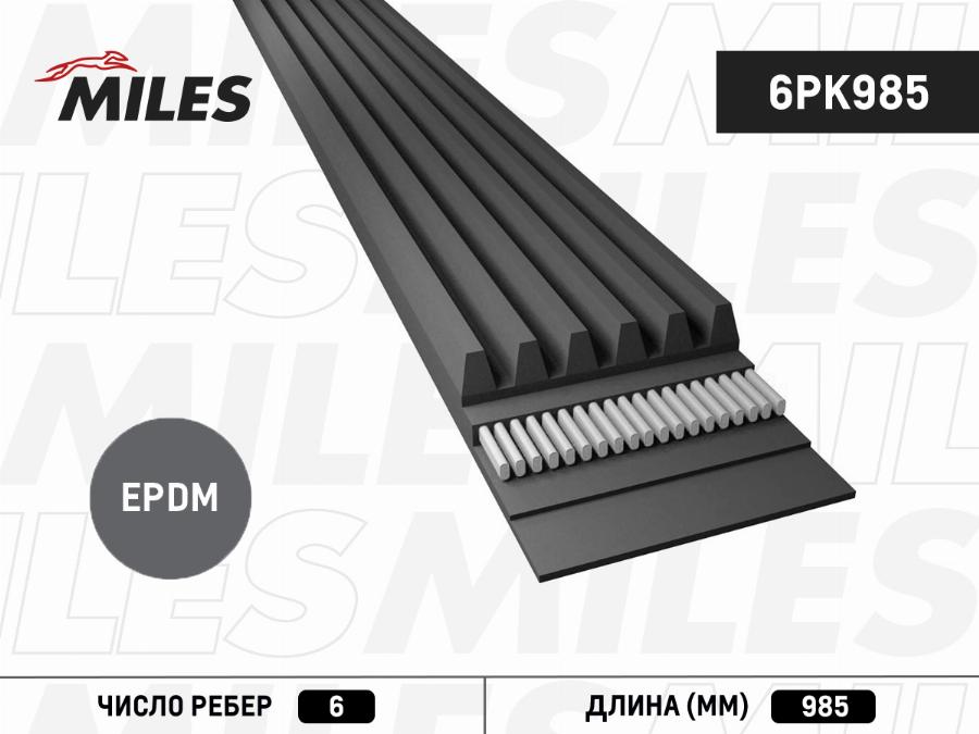 Miles 6PK985 - Поліклиновий ремінь autozip.com.ua